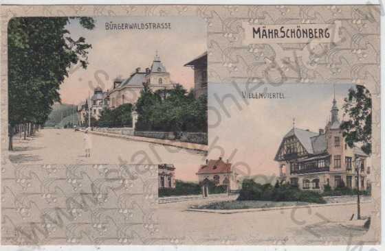  - Šumperk (Mähr. Schönberg), Bürgerwaldstrasse, Villenviertel, více záběrů, barevná