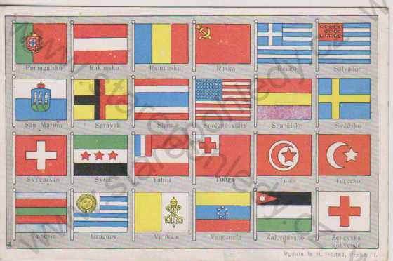  - Vlajky zemí: Portugalsko, Rakousko, Rumunsko, Rusko... (P - Ž), barevná
