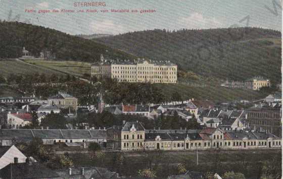  - Moravský Šternberk / Sternberg, Partie gegen das Kloster und Kiosk, vom Mariabild aus gesehen