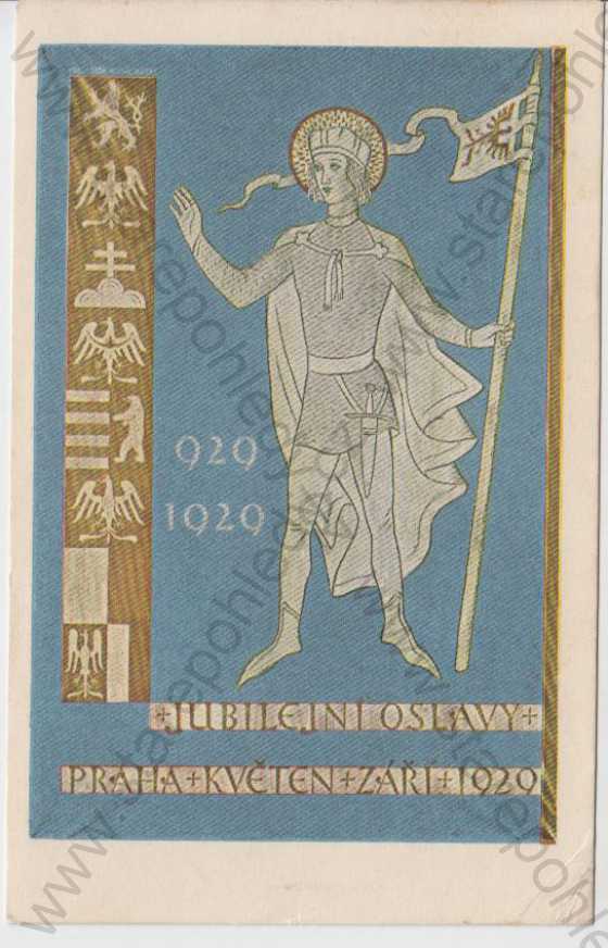  - Jubilejní oslavy, Praha, květen - září, 929 - 1929, Svatováclavský plakát, barevná
