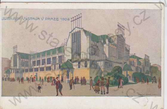 - Jubilejní výstava v Praze 1908, pavilon potravin a požívatin, barevná