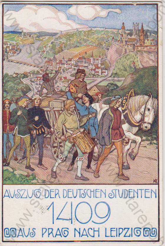  - Auszug der deutschen studenten 1409; Aus Prag nach Leipzig, barevná