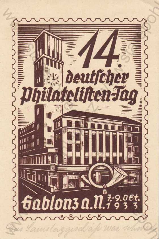  - 14. deutscher Philatelisten - Tag Gablonz a. N. 1933