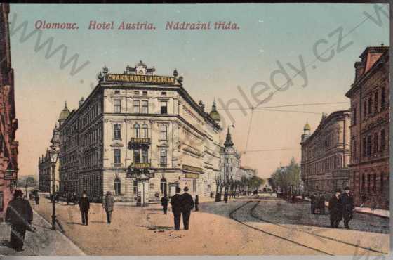  - Olomouc, Hotel Austria, Nádražní třída, kolorovaná