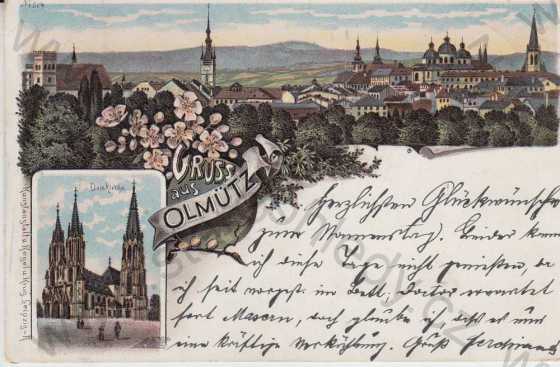  - Olomouc / Olmütz, Domkirche, barevná, litografie, DA
