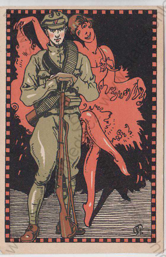  - Ruské legie - Voják s tanečnicí, kresba