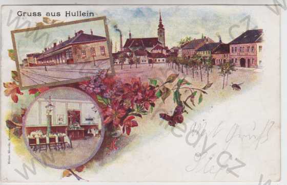  - Hulín (Hullein), náměstí, nádraží, restaurace, více záběrů, DA