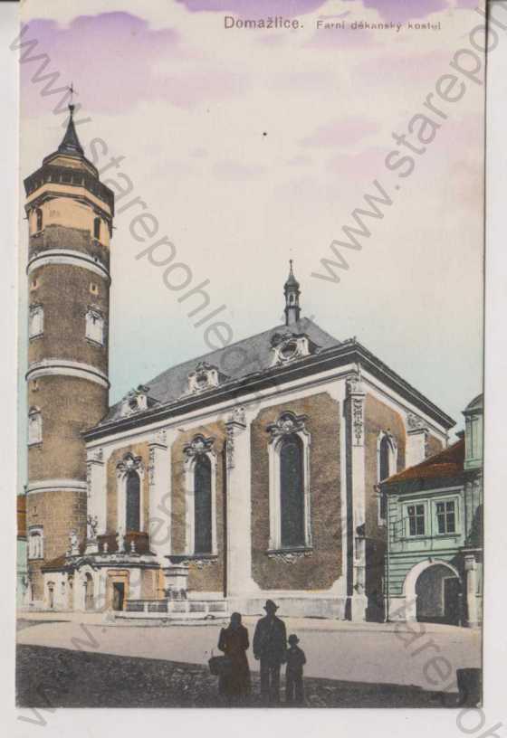  - Domažlice, Farní děkanský kostel, kolorovaná
