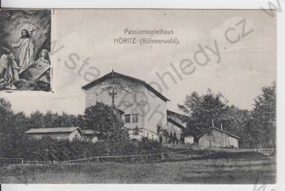 - Hořice na Šumavě / Höritz, Passionsspielhaus, Böhmerwald, černobílá