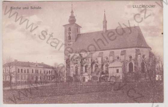  - Velké Losiny, kostel a škola (Ullersdorf, Kirche und Schule)
