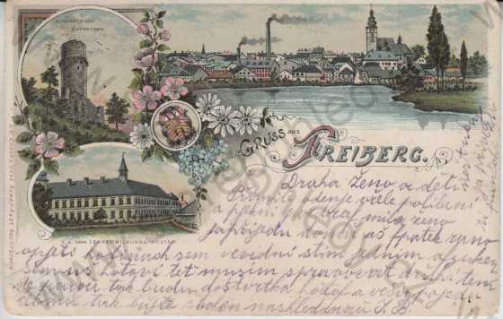  - Příbor / Freiberg, K. K. böhm. Lehrerbildungs - Anstalt, barevná, litografie, DA