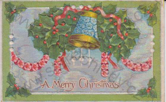  - Vánoce, barevná, litografie, plastická karta