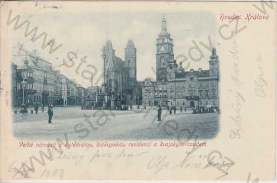  - Hradec Králové, velké náměstí s katedrálou, biskupskou a krajským soudem, DA