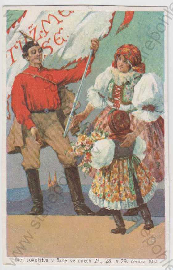  - Slet sokolstva v Brně ve dnech 27.,28. a 29. června 1914, barevná