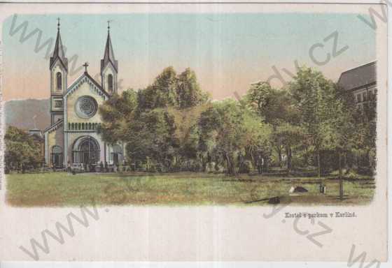  - Karlín, Kostel s parkem, kolorovaná