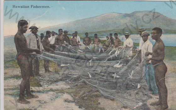  - Havajští rybáři, kolorovaná