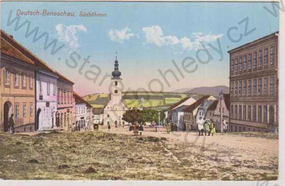  - Benešov nad Černou (jižní Čechy) - náměstí s kostelem (Deutsch - Beneschau, Südböhmen), barevná