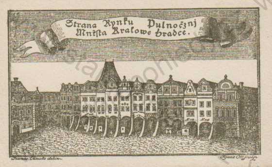  - Hradec Králové r. 1780, část náměstí, litografie