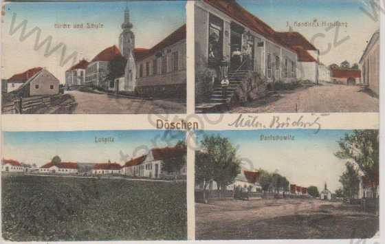  - Dešná (Döschen), kostel, Lovčovice, Dančovice, barevná