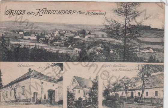  - Hořejší Kunčice (Kunzendorf), kostel, hostinec, obchod