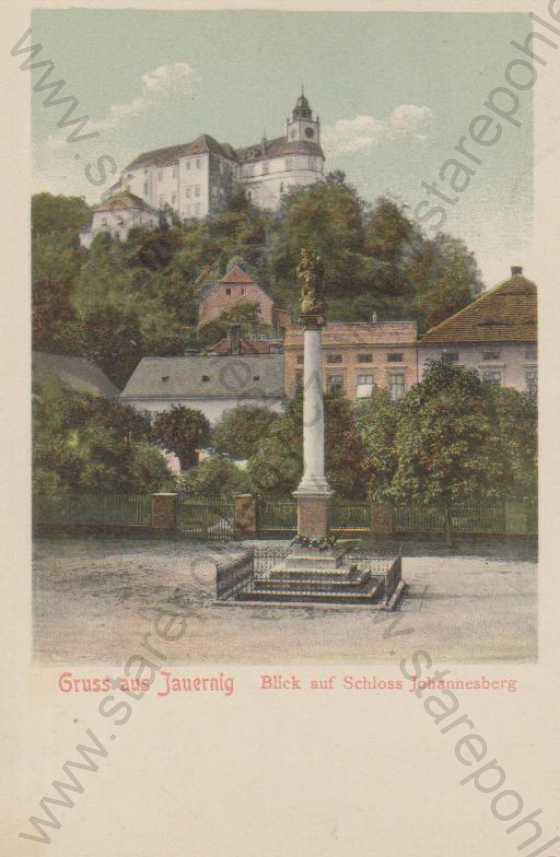  - Javorník, Jánský Vrch - zámek (Jauernig, Blick auf Schloss Johannesberg), barevná