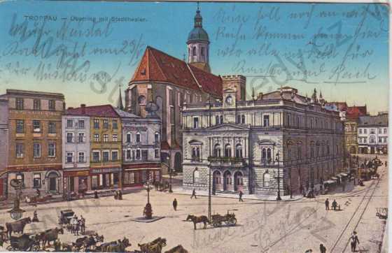  - Opava, náměstí, divadlo (Troppau - Oberring mit Stadttheater), barevná