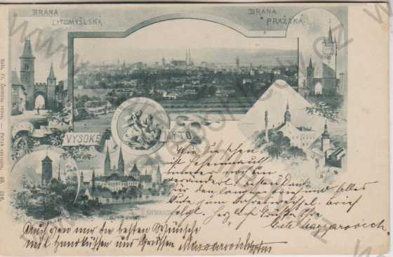  - Vysoké Mýto, Litomyšlská brána, celkový pohled, Pražská brána, gymnasium, bývalá radnice, Choceňská brána, DA