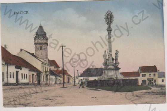  - Dačice, Horní náměstí, věž, kolorovaná