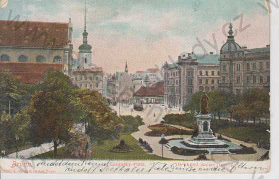  - Brno (Brünn), partie Lažanské náměstí (Lazausky - Platz), socha Josefa II., kolorovaná, DA