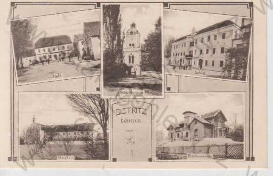  - Bystřice u Klatov (Bistritz), náměstí, škola, kaple, klášter, více záběrů