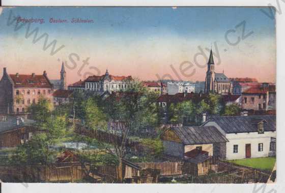  - Bohumín (Oderberg), celkový pohled na město, kolorovaná