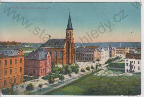  - Bohumín (Oderberg), kostel, škola, radnice, kolorovaná