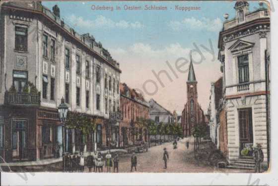  - Bohumín (Oderberg), Kostelní ulice, kostel, kolorovaná