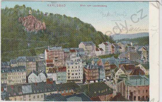  - Karlovy Vary (Karlsbad), partie města (pohled od Kapličky sv. Vavřince - Laurenziberg), kolorovaná