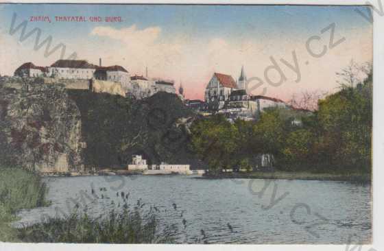  - Znojmo (Znaim), klášter, kostel, Dyje, kolorovaná