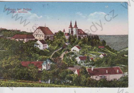  - Vranov (Wranau), pohled na město, kostel, kolorovaná