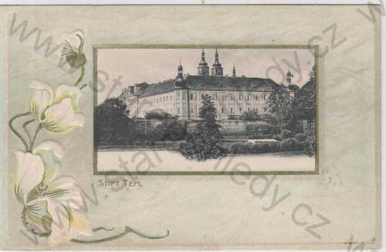  - Premonstrátský klášter Teplá (Stift Tepl); rostlinný motiv - reliéf, kolorovaná, litografie; DA