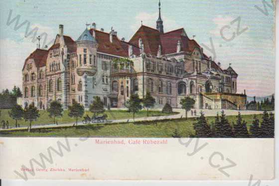  - Mariánské Lázně (Marienbad), Café Rübezahl, kolorovaná, plastická karta