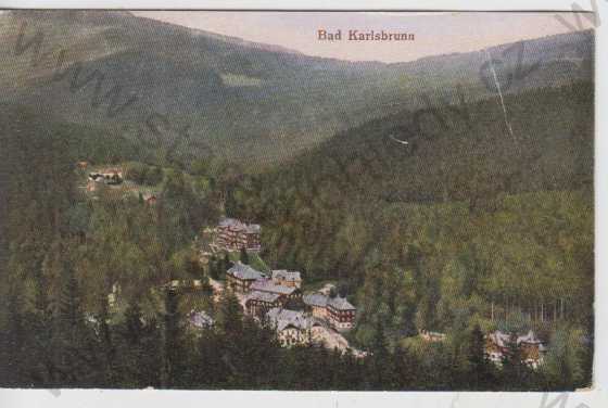  - Karlova studánka (Bad Karlsbrunn), celkový pohled, kolorovaná