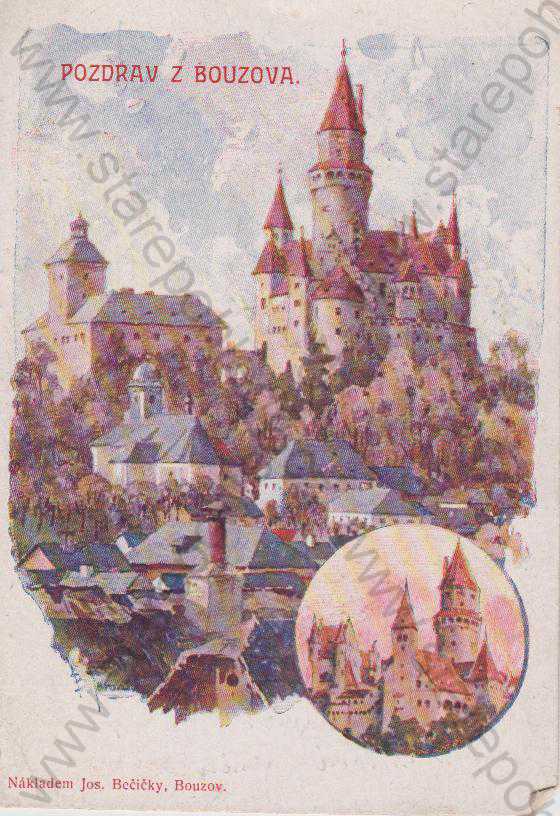 - Bouzov, hrad, kolorovaná