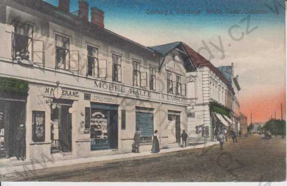  - Bohumín (Oderberg I., Oesterr. Schlesien), ulice- obchody, kolorovaná