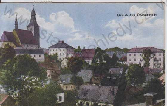  - Rýmařov (Römerstadt), celkový pohled na město, kolorovaná