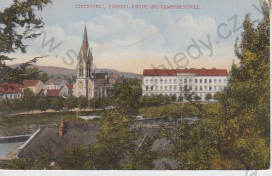  - Zábřeh (Hohenstadt), kostel, škola, kolorovaná