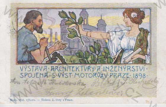  - Praha 7, Výstaviště, výstava architektury a inženýrství 1898, kolorovaná, DA