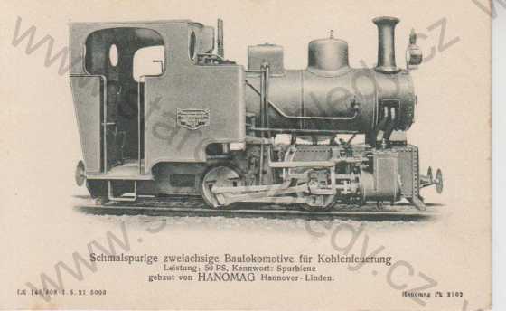  - Lokomotiva, HANOMAG, Baulokomotive - spalování uhlí