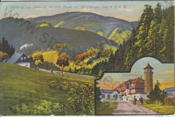  - Klínovec (Keilberg im Erzgebirge)- hotel, rozhledna; celkový pohled, kolorovaná