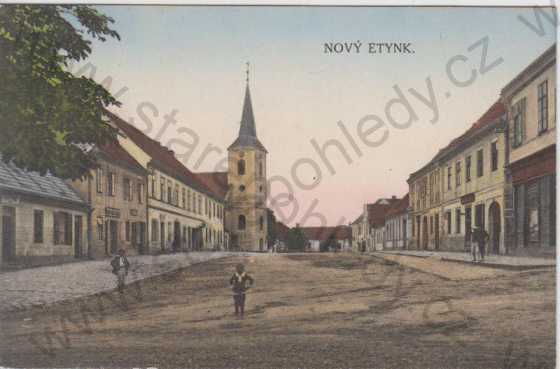  - Nová Včelnice (Nový Etynk)- náměstí, kostel, kolorovaná