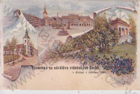  - Jičín, upomínka na návštěvu vídeňských Čechů 1900, kolorovaná, DA