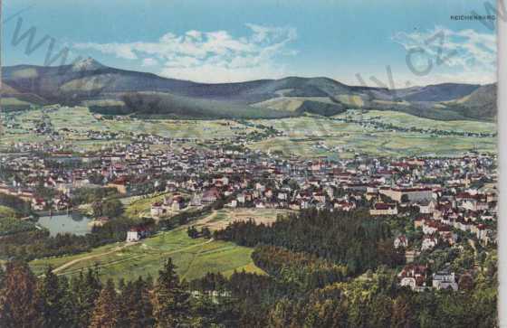  - Liberec (Reichenberg), celkový pohled na město, leporelo, větší velikost (14x41cm), kolorovaná