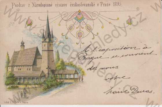  - Praha 7, Výstaviště, Národopisná výstava 1895, kolorovaná, DA